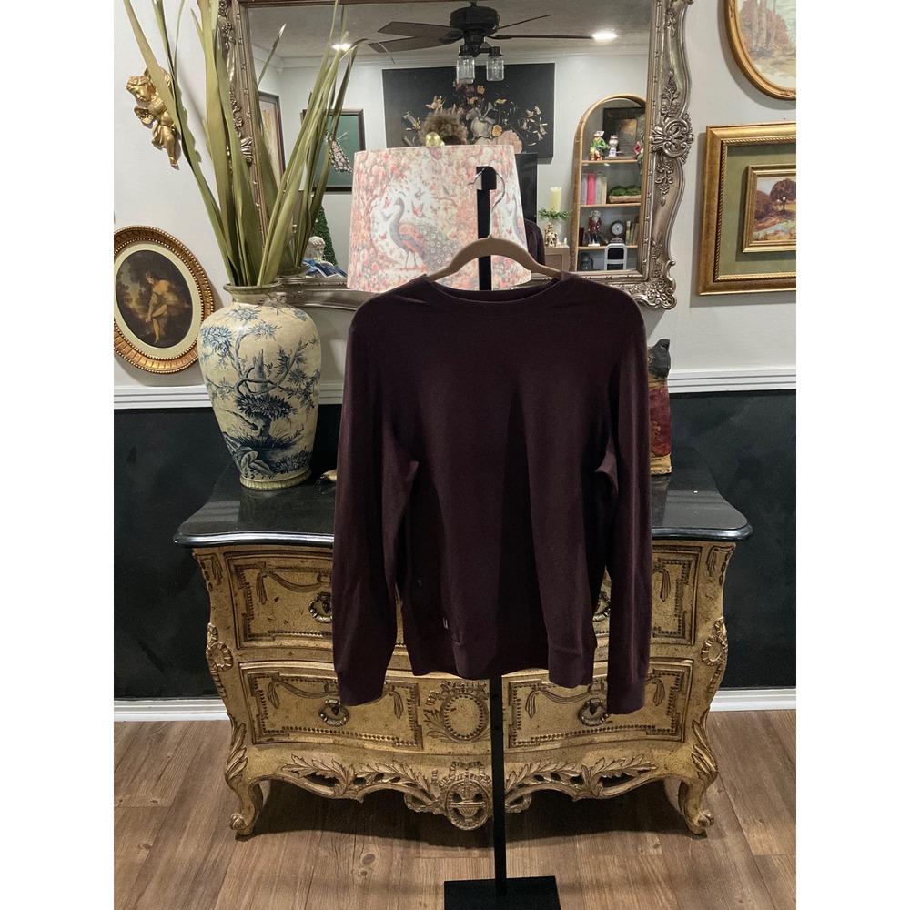 Vuori Ponto Performance Crewneck Pullover Heather Dark Oregano Burgundy Large